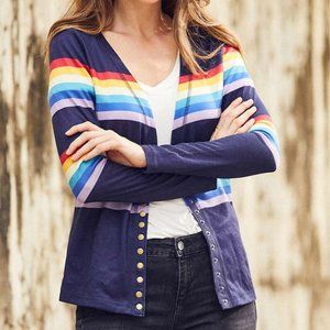 NWT Navy Double-Rainbow Snap-Front V-neck Cardigan